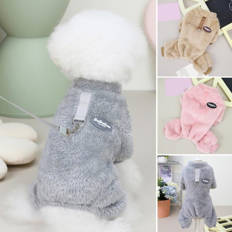 (48% OFF) Fleece Pet Elastic Jumpsuit with Pull Ring