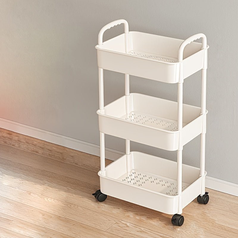 1pc Small Stroller Rack. Kitchen Floor Storage Rack. Living Room Bedroom Bedside Multi-layer Storage Rack With Wheels. Snack Car