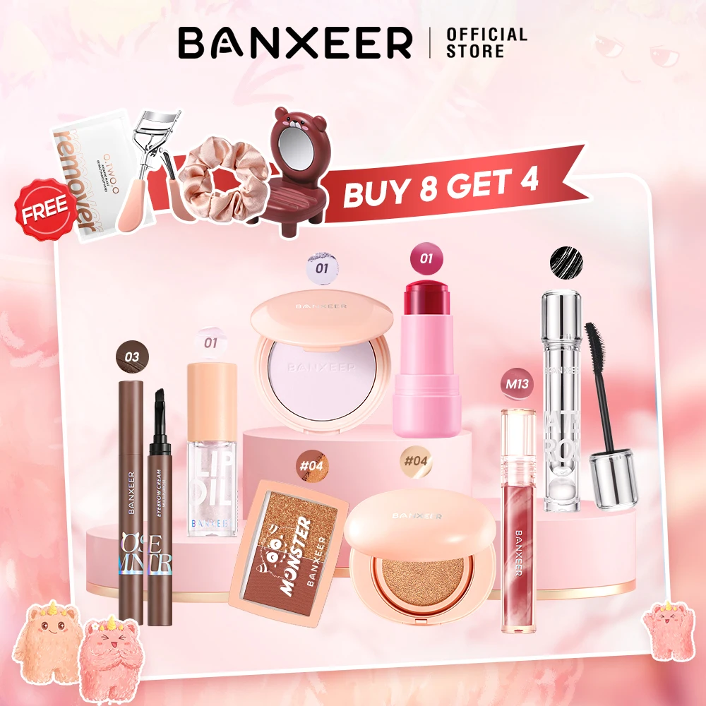 BANXEER Full Makeup Set Cosmetics Kit Mascara Dyeing eyebrows Foundation BB Cream lip gloss eye-shadow Blush Lipstick Makeup Set