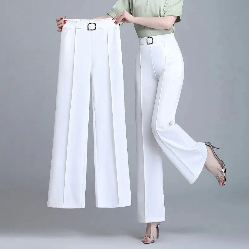 High Waist Wide Leg Pants Women Spring Autumn New Drop Feel Relaxed Straight Suit Pants Fashion Wild Casual Trousers White Black